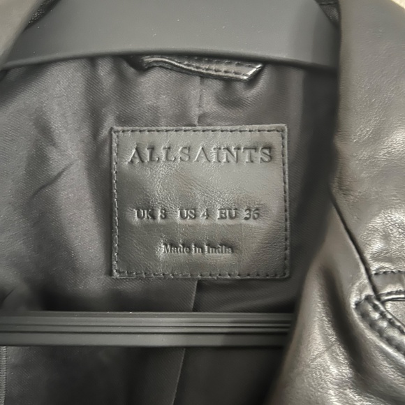 AllSaints DALBY SLIM FIT LEATHER BIKER JACKET - Picture 5 of 12